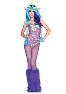 Plush female monster, body costume, big bow, polka dot